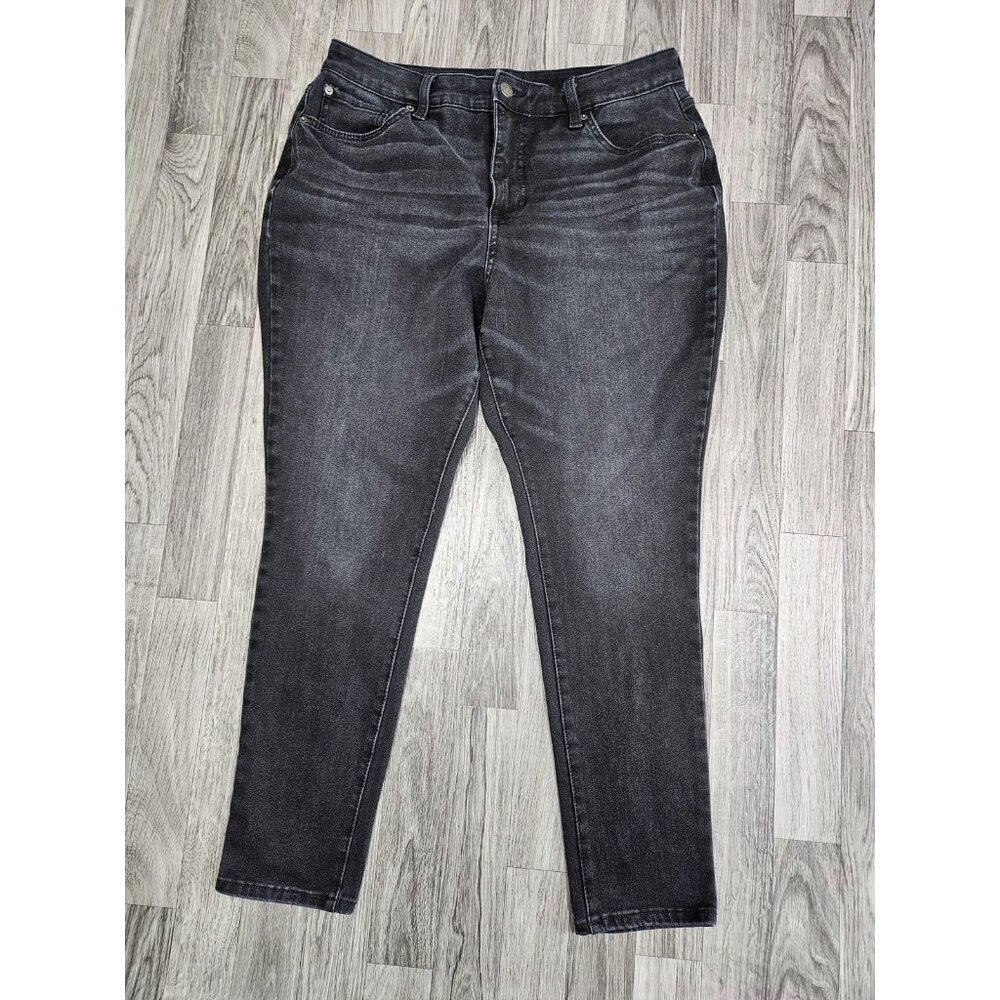 Time‎ and Tru Jeans Womens 14 Petite Black High Rise Curvy Stretch Denim